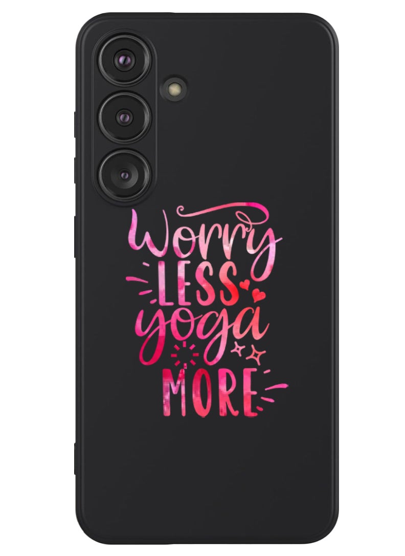 Theodor Protective Slim Fit Case Liquid Silicone Cover with Full Body Protection Anti-Scratch Shockproof Case For Samsung Galaxy S24 (Black) - Worry less Yoga more  - Image 1