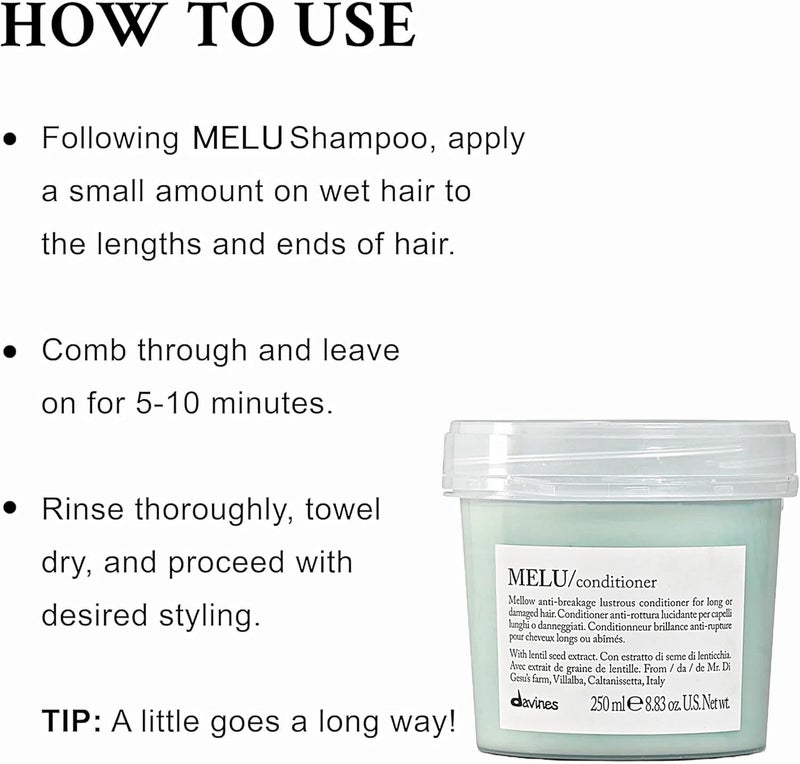 Davines MELU Conditioner - Anti-Breakage Conditioner for Long and Damaged Hair - 250 ml - Image 4