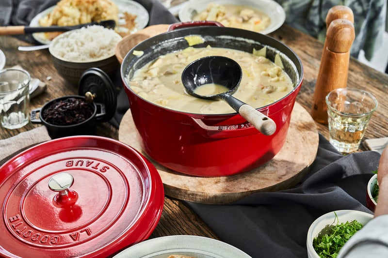 Staub Cast Iron 7-qt Round Cocotte - Cherry, Made in France - Image 2