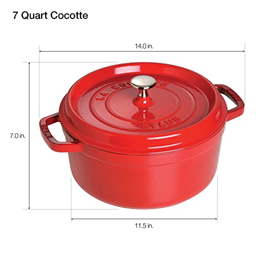 Staub Cast Iron 7-qt Round Cocotte - Cherry, Made in France - Image 3