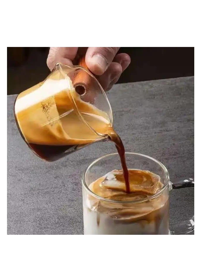 Beauenty Liying 2Pcs Espresso Measuring Cup and Espresso Shot Glass with Wooden Handle and Double Spouts as Espresso Accessories for Coffee Milk Honey - Image 3