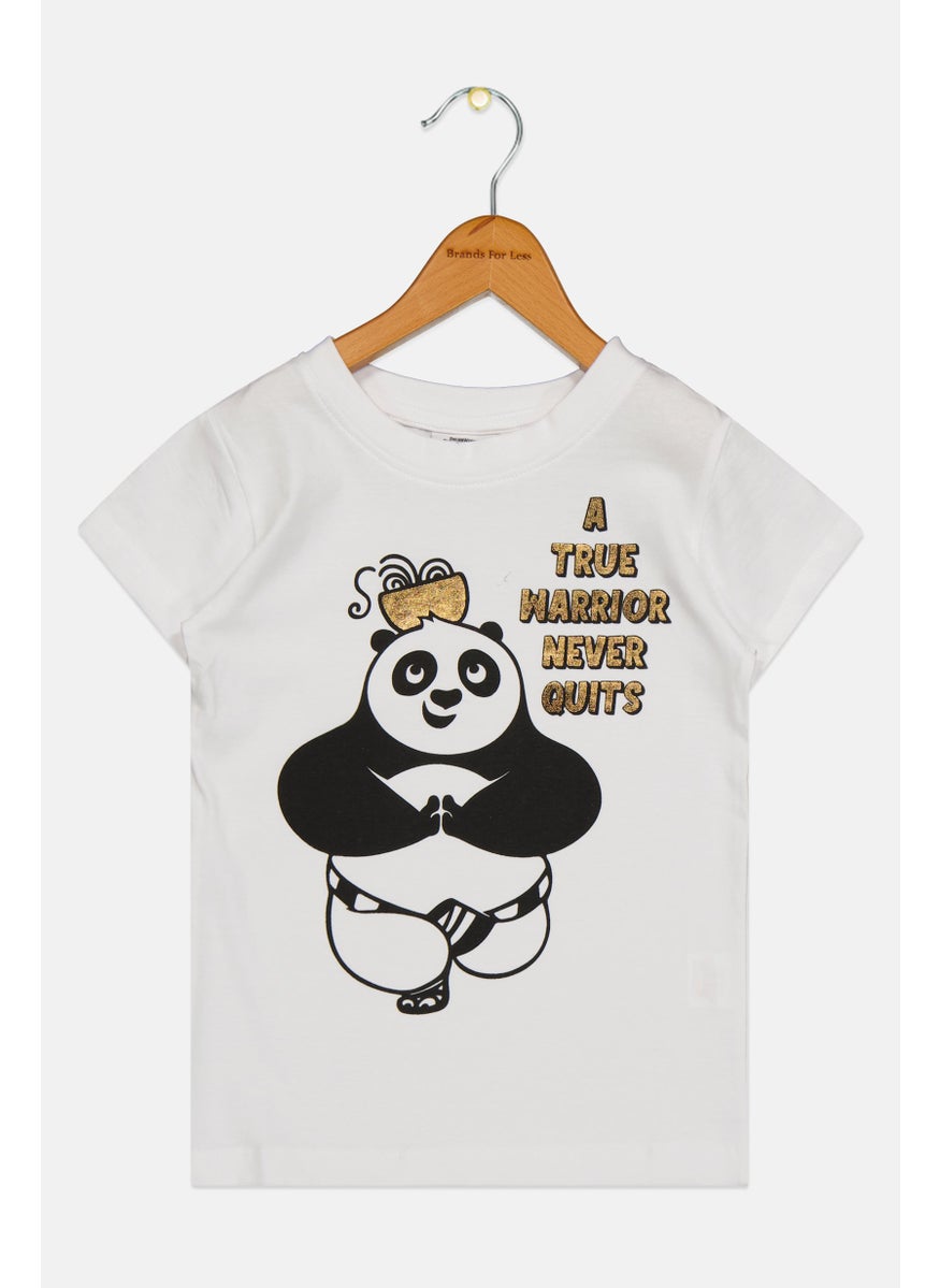 DreamWorks - Toddlers Girl Crew Neck Short Sleeve Kung Fu Panda Print T-Shirt, White Combo - Image 1