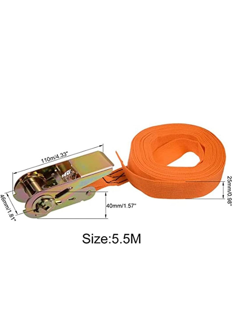 Ratchet Tie Down Lashing Strap 4Mx25mm 250Kg Load Cap Polypropylene for Moving Cargo, Orange, Pack of 2, for Motorcycles,Car, Trailer,Household - Image 2