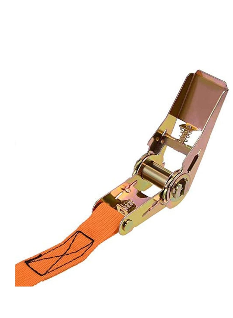 Ratchet Tie Down Lashing Strap 4Mx25mm 250Kg Load Cap Polypropylene for Moving Cargo, Orange, Pack of 2, for Motorcycles,Car, Trailer,Household - Image 3