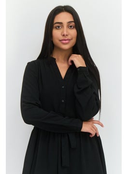 SELECTED FEMME Women Solid Midi Party Dress, Black  - Image 2