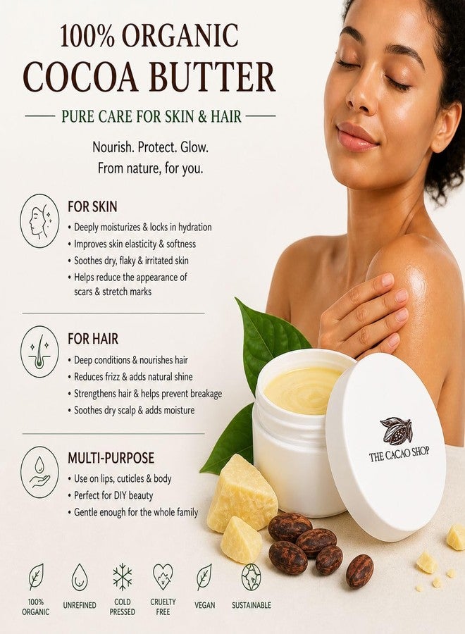 Graisse Cacao Haitian - Oil For Men - Organic Cocoa Butter – 100% Pure, Unrefined & Natural Moisturizer for Woman Hair & Skin – Scars & Stretch Marks - Koulev (4 oz) - Image 4