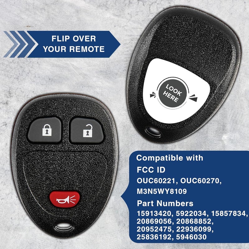 KeylessOption Keyless Entry Remote Control Car Key Fob Replacement for 15913420 (Pack of 2) - Image 4
