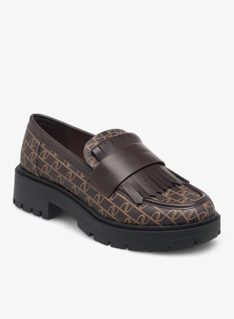 بابريكا مونوجرام برنت لوفرز سليب أون مع تفاصيل شراشيب