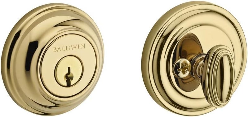 Baldwin Baldwin Reserve SCTRD003 Single Cylinder Traditional Round Deadbolt Lifetime Brass Finish 