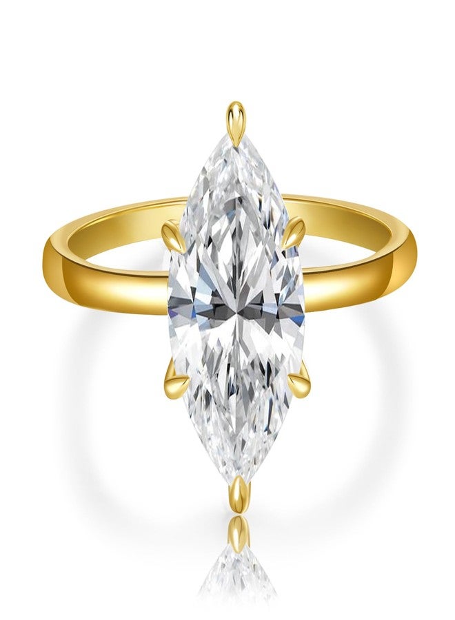AVECON 3.5CT Marquise Cut Engagement Ring for Women, Wedding Promise Cubic Zirconia Band, 14K Gold/White Gold Plated Simulated Diamond Rings Size 5-9, 7, Yellow Gold Plated, Cubic Zirconia - Image 1