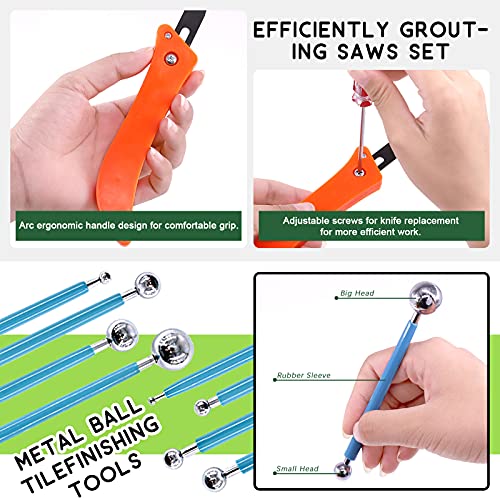 Keadic 22 Pcs Grout Removal Tool Set Contains Grout Saw Knife, Grouts Hand Saw with 8'' Diamond Surface Blades, Tile Joint Cleaning Brush, Caulking Edge Tool Grout Cleaner for Joints Seams Corner - Image 4