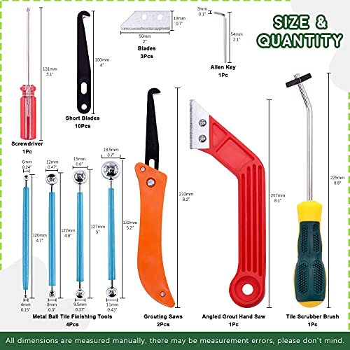 Keadic 22 Pcs Grout Removal Tool Set Contains Grout Saw Knife, Grouts Hand Saw with 8'' Diamond Surface Blades, Tile Joint Cleaning Brush, Caulking Edge Tool Grout Cleaner for Joints Seams Corner - Image 2