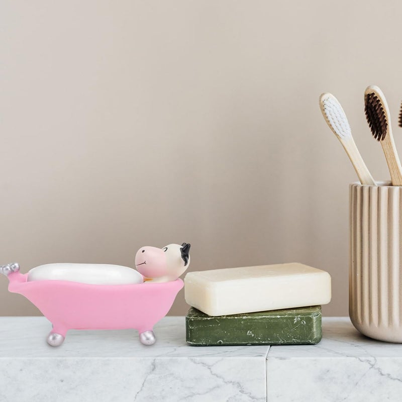 Cartoon Cow Soap Holder Set Of 2 Self Draining Soap Tray For Bathroom Sink Shower Storage - Image 5