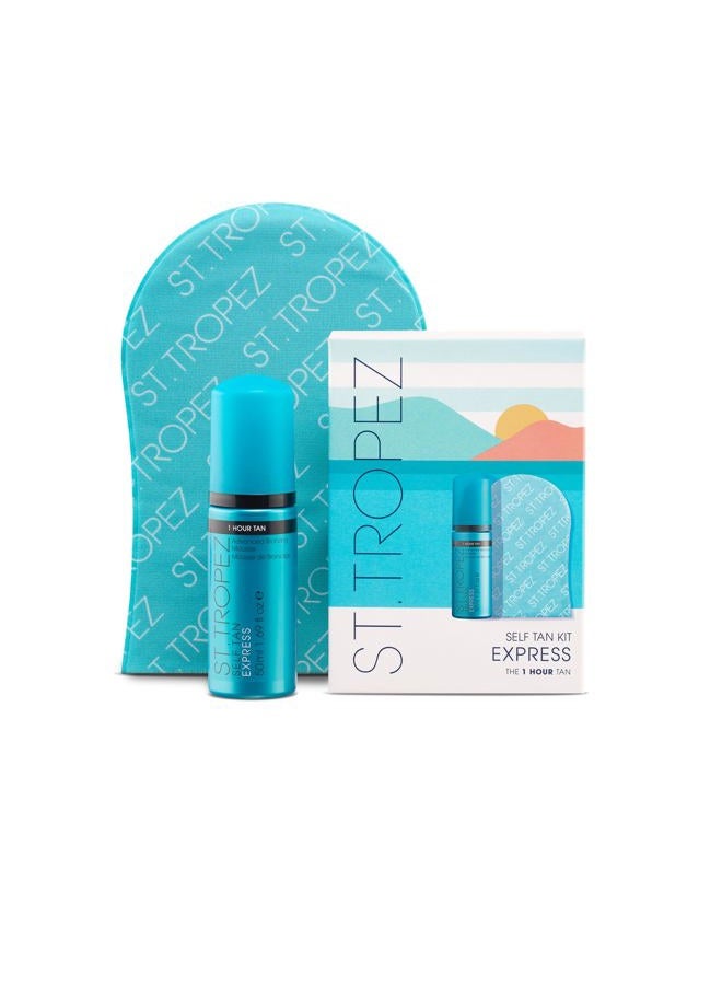 ST.TROPEZ Self Tan Express Mini Kit: Travel-Sized Light/Medium/Dark 1-3 Hour Express Mousse and Tanning Applicator Mitt, Even & Natural, Vegan - Image 1