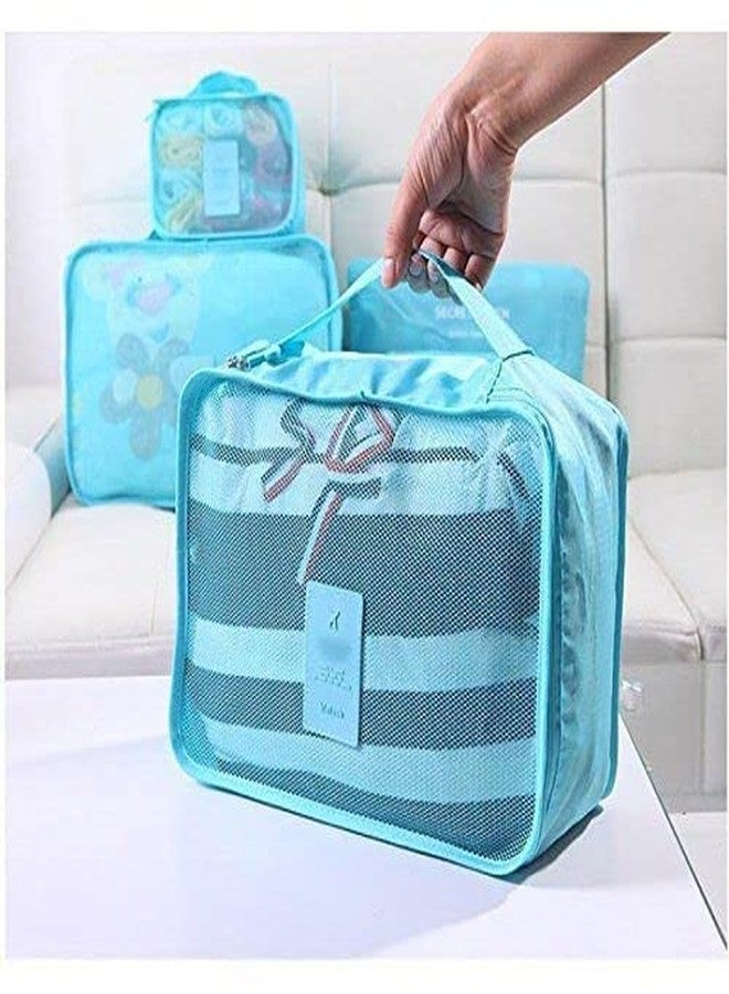EverbuyÂ® Lovely Travel Bags 6 pcs Set Cute Luggage Bags of Luggage Bag for Clothes Storage Bag Package Set Travel Season Secret Pouch (Sky Blue) - Image 4