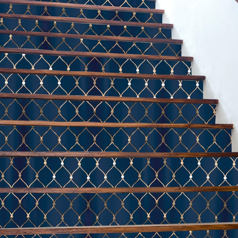 Main Street Peel and Stick Craft Paper. Navy and Gold Geometric Print -12-Pack of Luxury 16.75"x10" Panels. Embossed Paper for Art Projects, Crafts, DIY, Accent Wallpaper - Image 3
