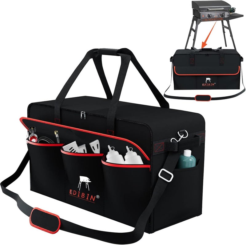 EDIBIN 22 inch Griddle Carry Bag Fit for Blackstone 22 inch Griddle with Hood Lid and Stand,Perfect Fit for Blackstone 22 inch Griddle with Hood and Stand Heavy Duty 600D Waterproof griddle carry bag - Image 1