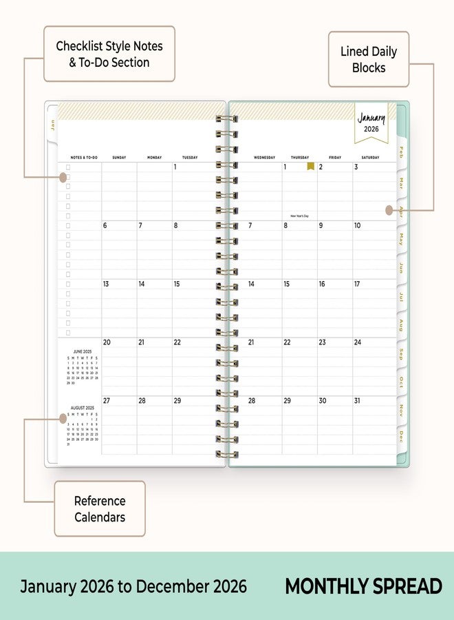 Blue Sky Day Designer 2026 Weekly and Monthly Planner Calendar, January 2026 - December 2026, 5" x 8", Flexible Cover, Durable Twin Wire Binding, Storage Pocket, Includes Stickers, Secret Garden Mint - Image 4
