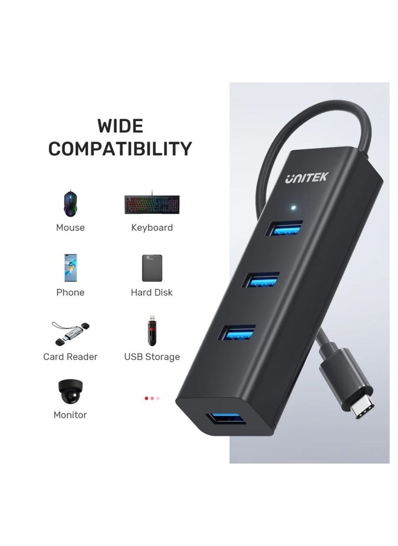 UNITEK - UNITEK 4-Port USB-C Hub with 5Gbps Data Transfer Speeds for High-Efficiency Connectivity - Image 1