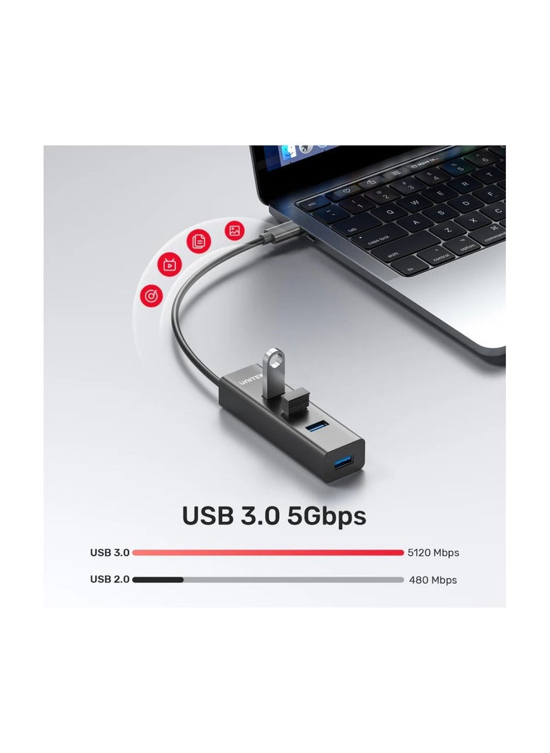 UNITEK - UNITEK 4-Port USB-C Hub with 5Gbps Data Transfer Speeds for High-Efficiency Connectivity - Image 1
