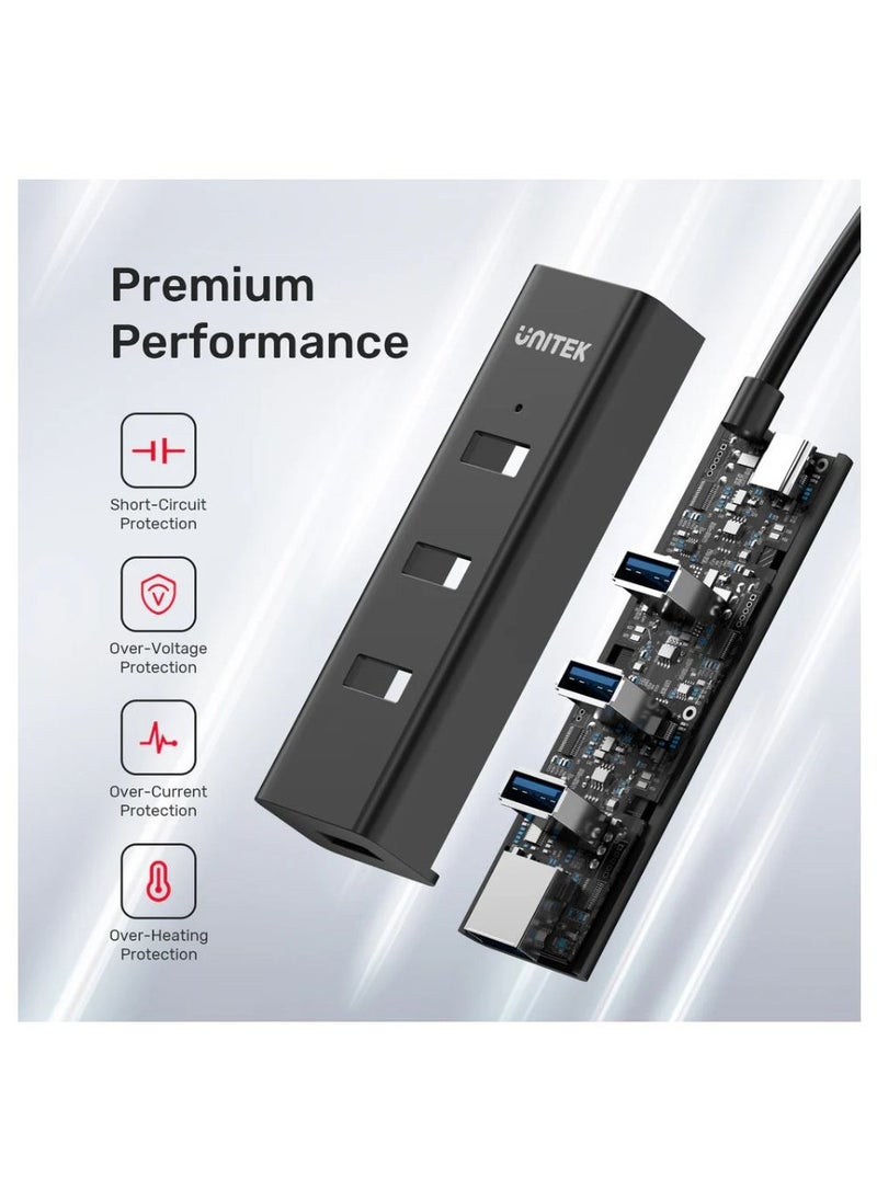 UNITEK - UNITEK 4-Port USB-C Hub with 5Gbps Data Transfer Speeds for High-Efficiency Connectivity - Image 1