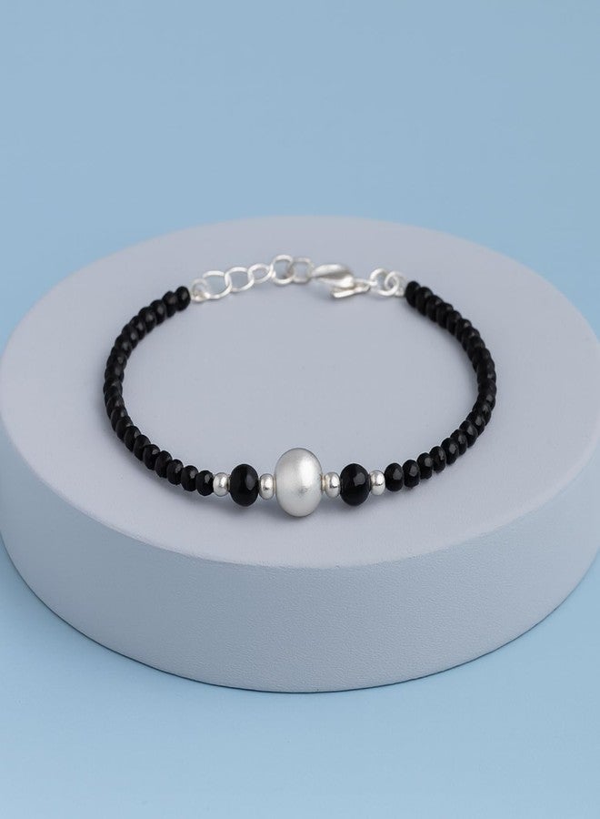 DARSHRAJ Handmade Anklet 925 Sterling Silver with Black Bead & Silver Ball for Women | Girls | Chandi ke Payal | Black Beads Nazariya - Image 5