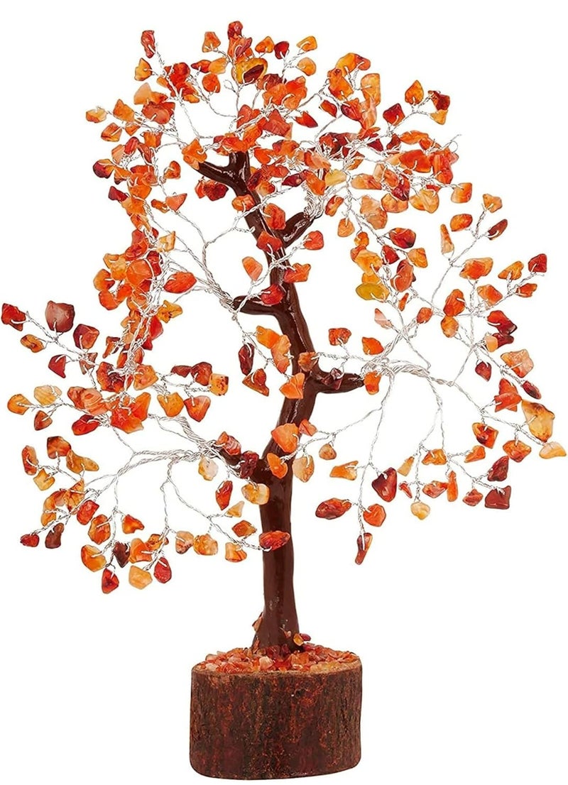 Natural Carnelian Chips Tree Red Carnelian Tree for Valentine Gifts Gift for She House Decor Energy Tree for Wealth and Prosperity