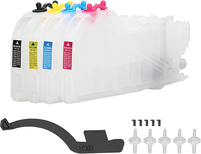 مجموعة خراطيش الحبر LC3213 من 4 ألوان: أرجواني، أزرق، أصفر، أسود - مقاومة للتسرب - متوافقة مع طابعات LC3019 و LC3213 - Image 1