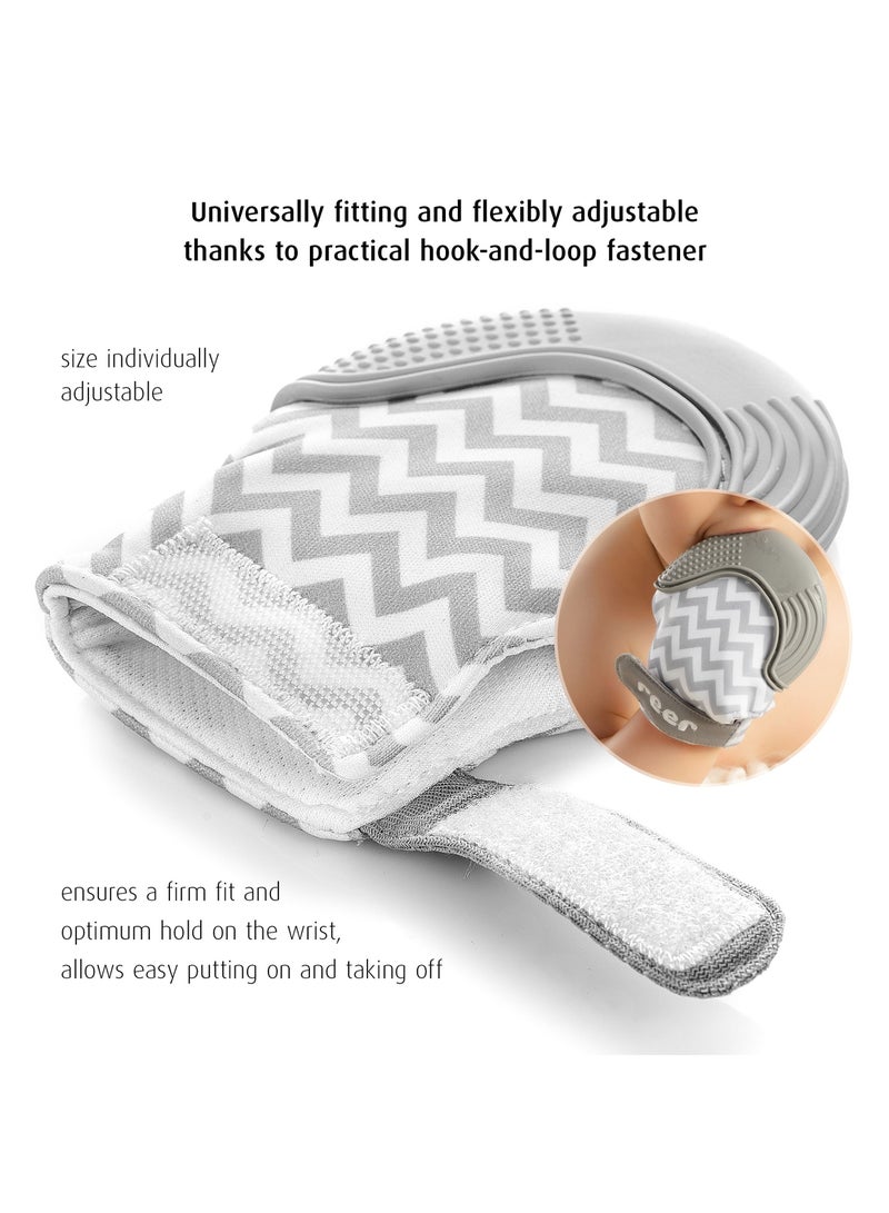 REER Silicon Teething Mitten, Hand Teether Soothing Glove, With Crinkle Material, With Hygienic protective bag - Image 2