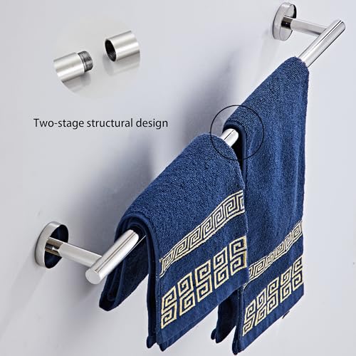 KUUBTH Chrome Bathroom Hardware Set 5 Piece with Towel Racks for Bathroom SUS304 Stainless Steel Bath Towel Bar Set 24 Inch Wall Mounted Accessories Kit - Image 3