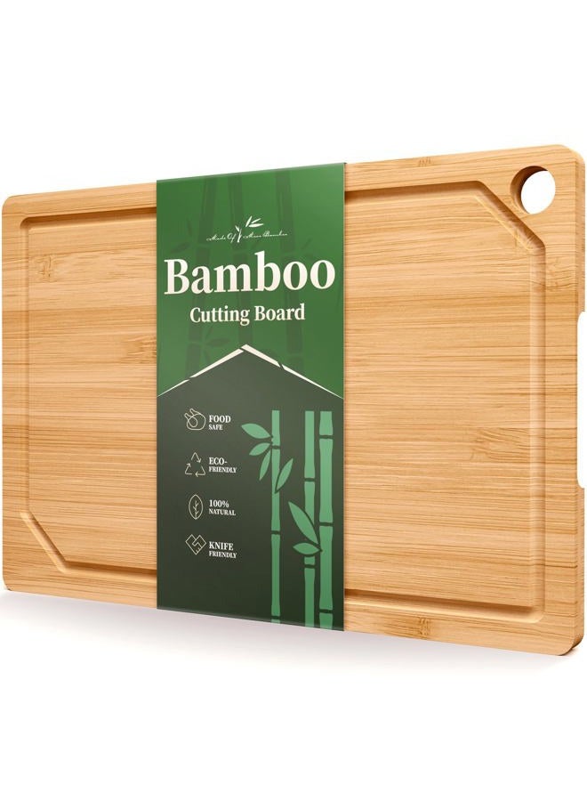 Kitsure Bamboo Cutting Board - Multi-Sizes Wooden Cutting Boards for Kitchen, Convenient Kitchen Essentials with Deep Juice Grooves, Natural Cutting Board for Chopping & Serving, 17.3" x 11.8" - Image 1