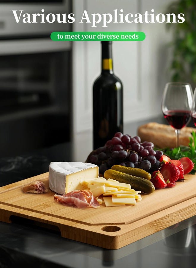 Kitsure Bamboo Cutting Board - Multi-Sizes Wooden Cutting Boards for Kitchen, Convenient Kitchen Essentials with Deep Juice Grooves, Natural Cutting Board for Chopping & Serving, 17.3" x 11.8" - Image 5