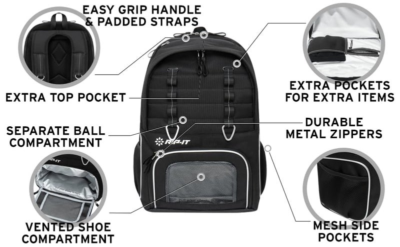 RIP-IT Women's Essentials Volleyball Backpack 2.0 - Mesh Ball Bag Included - Equipment Bag with Separate Shoe Compartment - Navy - Image 2