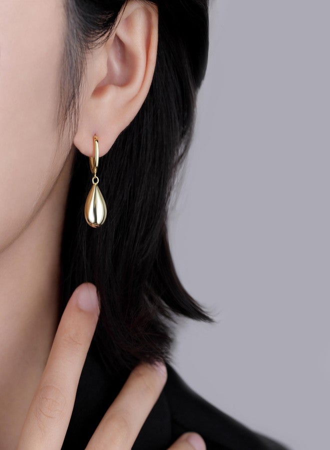 SLUYNZ 925 Sterling Silver Teardrop Dangle Earrings for Women Teen Girls Waterdrop Dangle Earrings Drop Chunky Earrings (B-Yellow) - Image 3