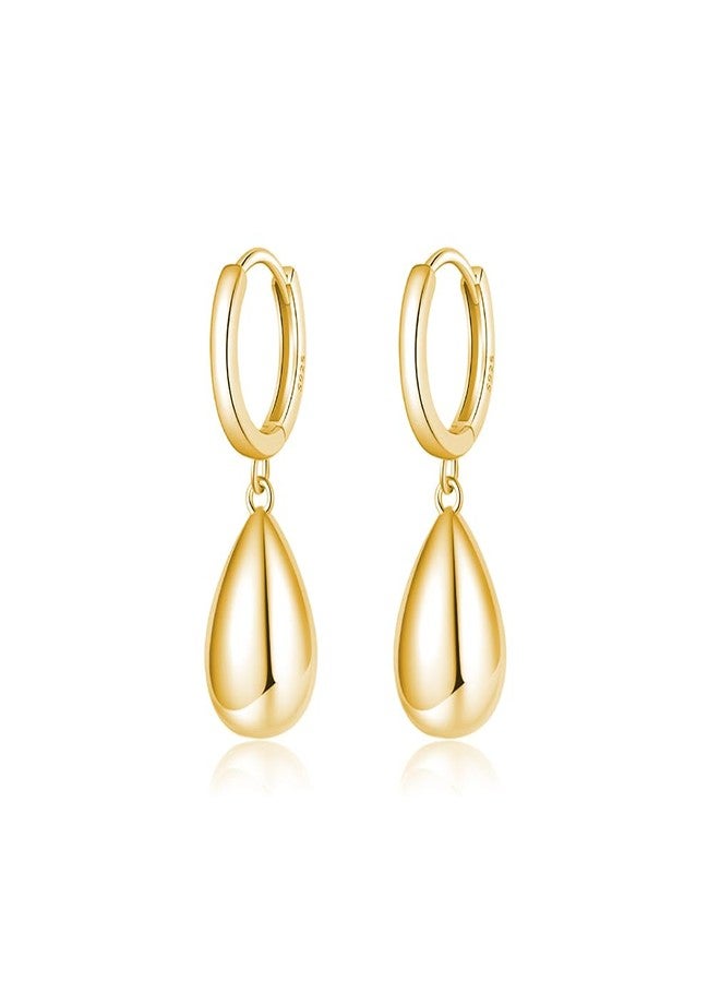 SLUYNZ 925 Sterling Silver Teardrop Dangle Earrings for Women Teen Girls Waterdrop Dangle Earrings Drop Chunky Earrings (B-Yellow) - Image 1