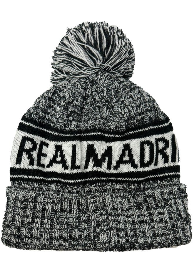 Icon Sports Real Madrid Beanie Knitted Ski Hat, Licensed R. Madrid Winter Hat White - Image 4