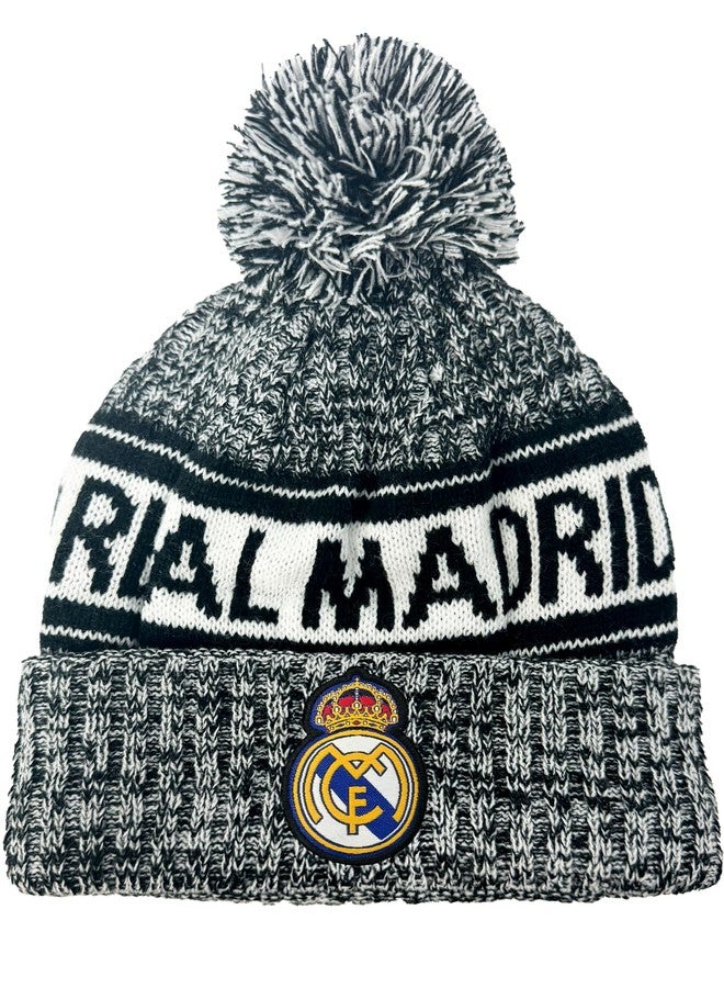 Icon Sports Real Madrid Beanie Knitted Ski Hat, Licensed R. Madrid Winter Hat White - Image 3