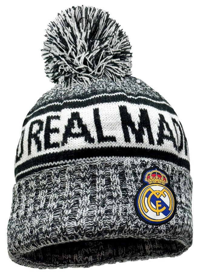Icon Sports Real Madrid Beanie Knitted Ski Hat, Licensed R. Madrid Winter Hat White - Image 1