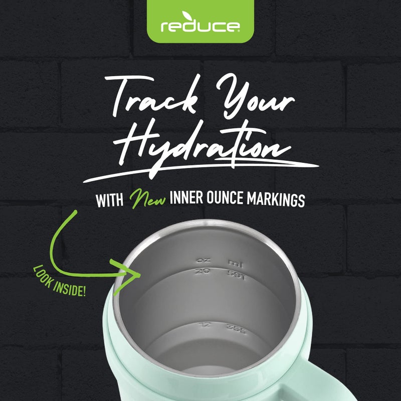 REDUCE 24 oz Stainless Steel Tumbler with Handle - Dual-Wall Vacuum Insulated Travel Mug  Sweat-Proof Lid & Reusable Straw - Keeps Drinks Cold for 24 Hrs  Fits Cupholders  Dishwasher Safe - Sea Glass - Image 4