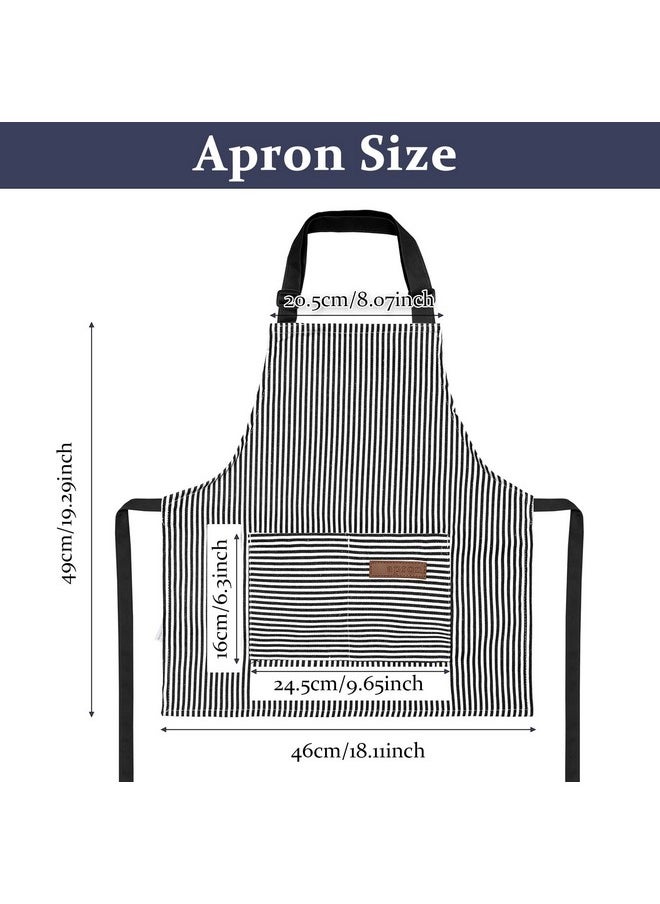 Jiuguva 2 Pcs Kids Apron Adjustable Chef Apron Cotton Toddler Cooking Stripe Apron With 2 Pockets For Children Baking(Black, Brown)  - Image 3