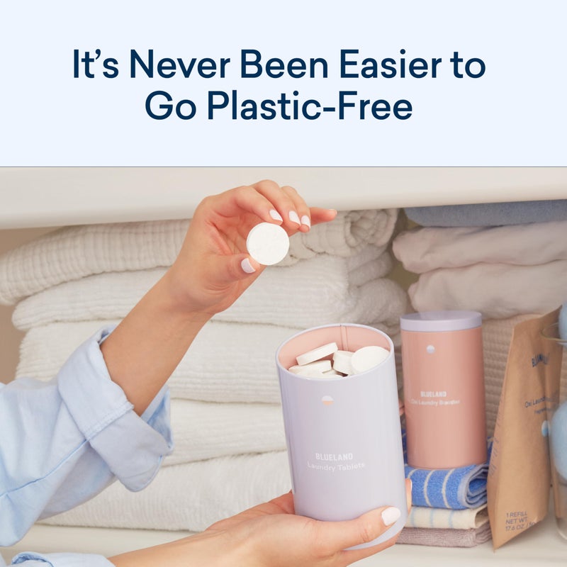 BLUELAND Laundry Essentials Kit  Plastic-Free Laundry Detergent Tablets  Oxi Booster  and Reuseable Natural Wool Dryer Balls  Fragrance Free and Clear - Image 2