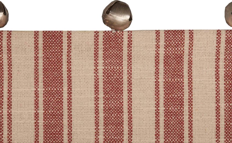 Piper Classics Sleigh Bells Ring Ticking Stripe Throw Pillow Cover  20"" x 20""  Farmhouse Christmas Red & Cream w/Bells  Christmas  Country Holiday D?cor  - Image 4