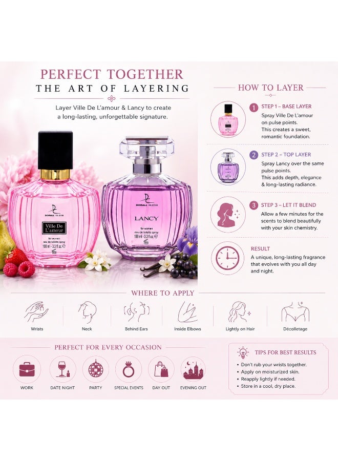 DORALL COLLECTION مجموعة عطر النساء من النهار إلى الليل - فيل دي لامور 100 مل + لانس 100 مل - Image 3