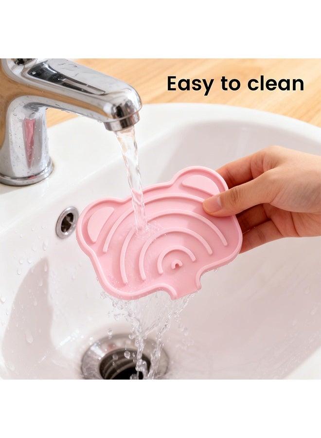2PCS Pink Silicone Soap Dish Tray, Self Draining Anti-Slip Soap Holder Keep Soap Dry Easy Clean for Shower Bathroom Kitchen Sink - Image 3