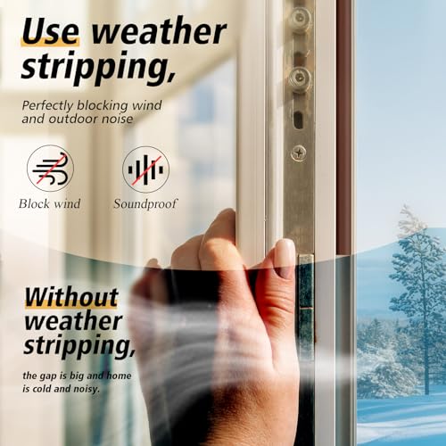 SUNMON Door Seal D-Type Strip Weather Stripping Self Adhesive Foam for Doors and Windows, Soundproofing Weatherstrip Gap Collision Avoidance (Brown) - Image 5
