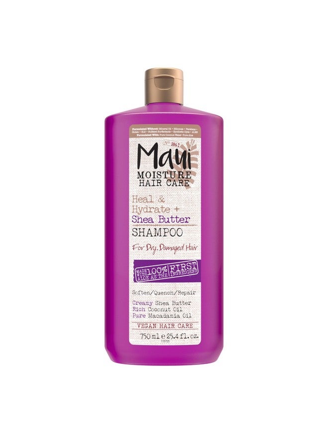 ماوي مويستشر شامبو ماوي مويستشر هيل آند هايدريت + زبدة الشيا للشعر الجاف والتالف، يساعد على إنعاش الشعر المجعد والمتموج بزيت جوز الهند وزيت المكاديميا، ومواد فعالة سطحية نباتية وخالية من الكبريتات، 25.4 أونصة سائلة - Image 1