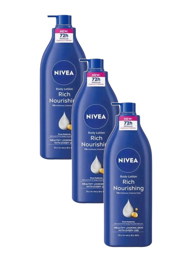 Nivea 72h Intense Moisture Rich Nourishing Body Lotion For Dry Skin 400ml Pack of 3 - Image 1