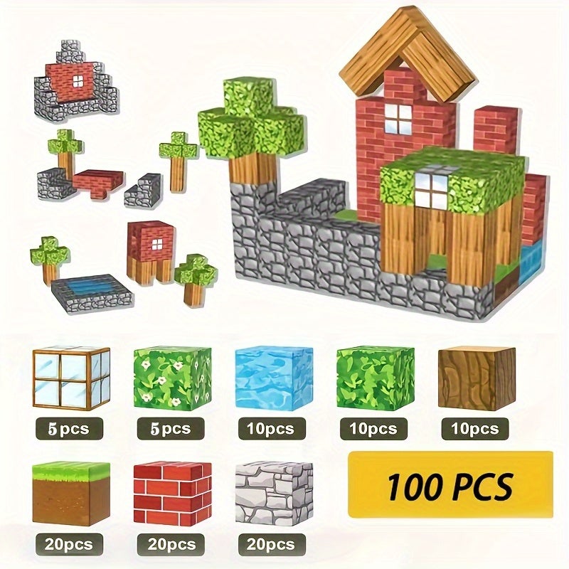 Magnetic Open-Ended Building Blocks - Easy to Assemble, Vibrant Colors, Creative Toy for Imagination Boosting | Fun and Durable Playtime, Large Magnetic Building Blocks, Crafts Magnetic Blocks, Magnetic Cubes