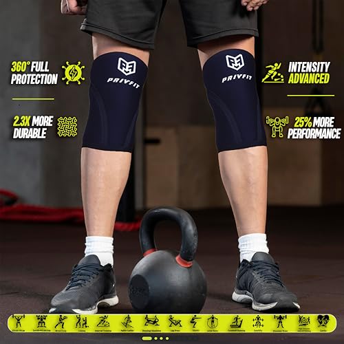 PRIVFIT Neoprene 7Mm Thick Heavy-Duty Professional Knee Workout Compression Support For Weightlifting, Powerlifting & Crossfit - 1 Pair Black XL, Swelling - Image 3