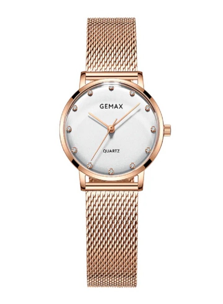 جيماكس 8163W-CR-DW، ساعات كوارتز للنساء بسوار معدني - Image 1